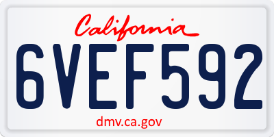 CA license plate 6VEF592