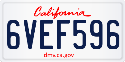 CA license plate 6VEF596