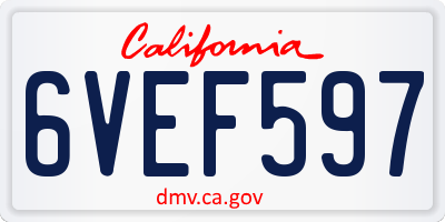 CA license plate 6VEF597
