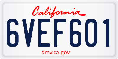 CA license plate 6VEF601