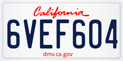 CA license plate 6VEF604