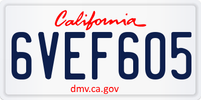 CA license plate 6VEF605