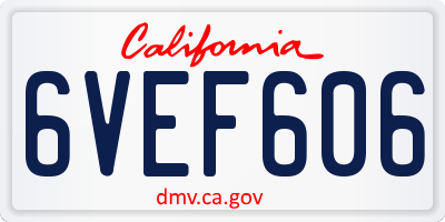 CA license plate 6VEF606