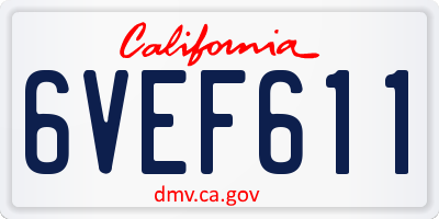 CA license plate 6VEF611