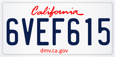 CA license plate 6VEF615