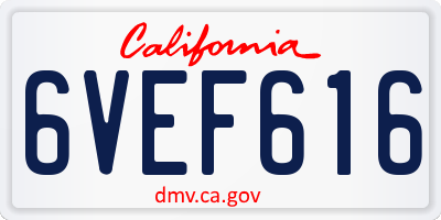 CA license plate 6VEF616