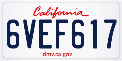 CA license plate 6VEF617