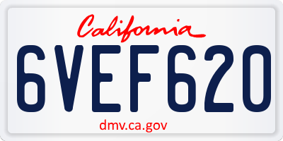 CA license plate 6VEF620