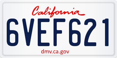 CA license plate 6VEF621