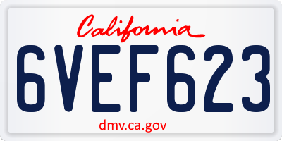 CA license plate 6VEF623
