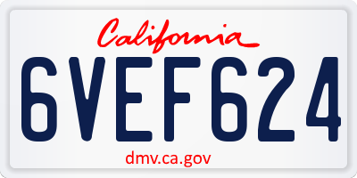 CA license plate 6VEF624