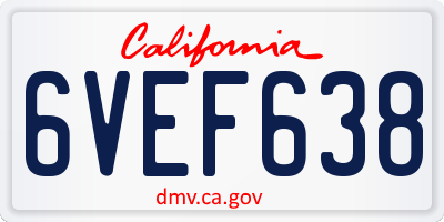 CA license plate 6VEF638