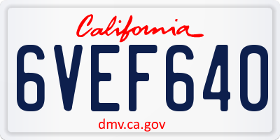 CA license plate 6VEF640