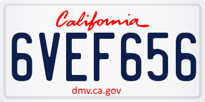 CA license plate 6VEF656