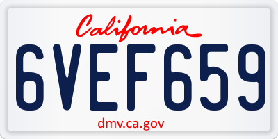 CA license plate 6VEF659