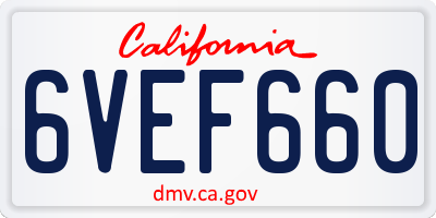 CA license plate 6VEF660