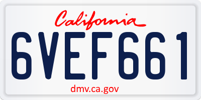 CA license plate 6VEF661