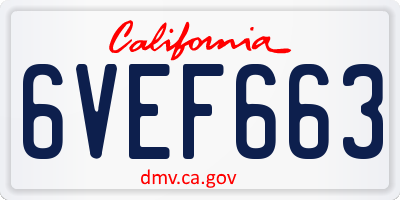 CA license plate 6VEF663
