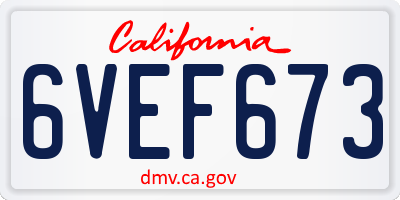 CA license plate 6VEF673