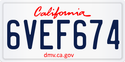 CA license plate 6VEF674