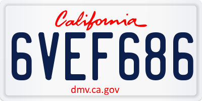 CA license plate 6VEF686