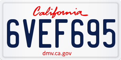 CA license plate 6VEF695