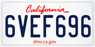 CA license plate 6VEF696