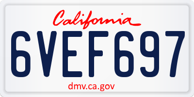 CA license plate 6VEF697