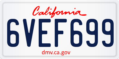 CA license plate 6VEF699