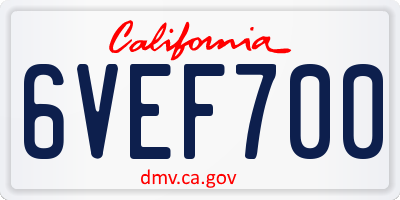 CA license plate 6VEF700