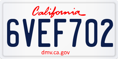 CA license plate 6VEF702