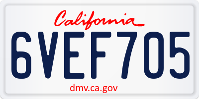 CA license plate 6VEF705