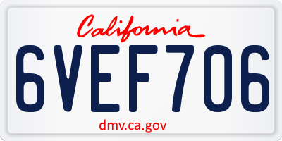 CA license plate 6VEF706