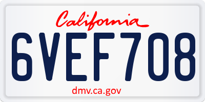 CA license plate 6VEF708