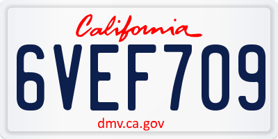 CA license plate 6VEF709