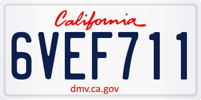 CA license plate 6VEF711