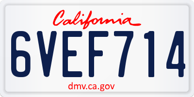 CA license plate 6VEF714