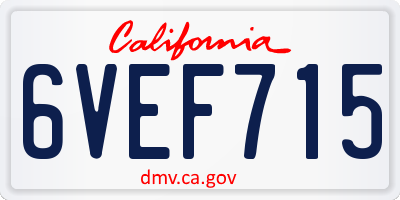 CA license plate 6VEF715