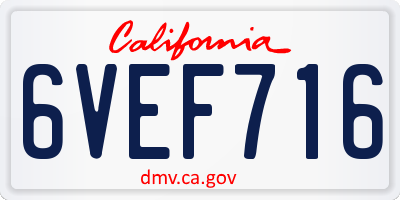 CA license plate 6VEF716