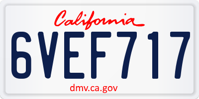 CA license plate 6VEF717