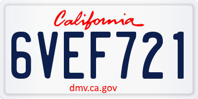 CA license plate 6VEF721