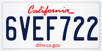 CA license plate 6VEF722