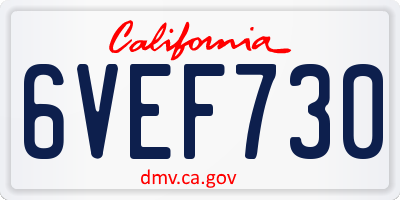 CA license plate 6VEF730