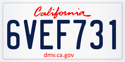 CA license plate 6VEF731