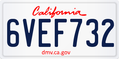 CA license plate 6VEF732