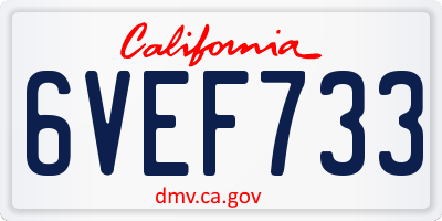CA license plate 6VEF733