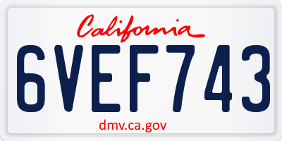 CA license plate 6VEF743