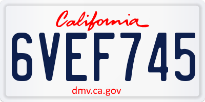 CA license plate 6VEF745
