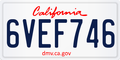 CA license plate 6VEF746