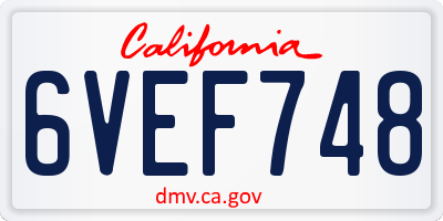 CA license plate 6VEF748